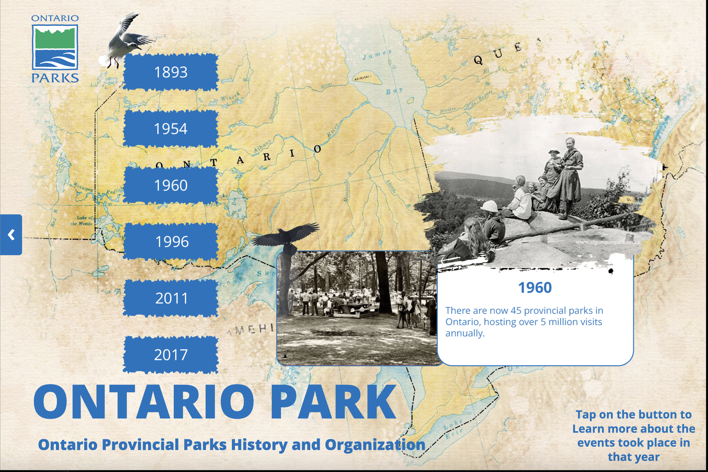 Ontario Parks kiosk screen showing the interface system